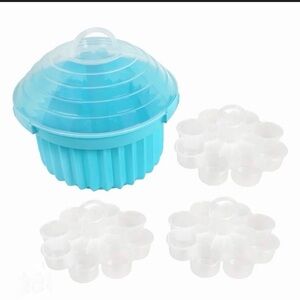 Celebrate It Blue Cupcake Carrier with clear opaque Inserts